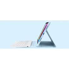 TIANYIMING 书本式平板电脑保护套，带支架功能键盘保护套，超薄蓝牙键盘+皮革平板电脑保护套，防摔/防震/防尘/防指纹，键盘保护套兼容iPad 5/6/7/8/9/10/11代（A16），兼容三星GalaxyTab系列/MatePad系列/荣耀Pad系列/小米Pad。 - 淺藍色 - 查看 3