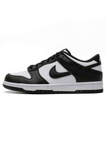 Kids' DUNK LOW Retro Color Block Casual Sneakers, Spring 2026 New Arrival, Low-Top Sports Shoes CW1590-100 - Black and White - View 1