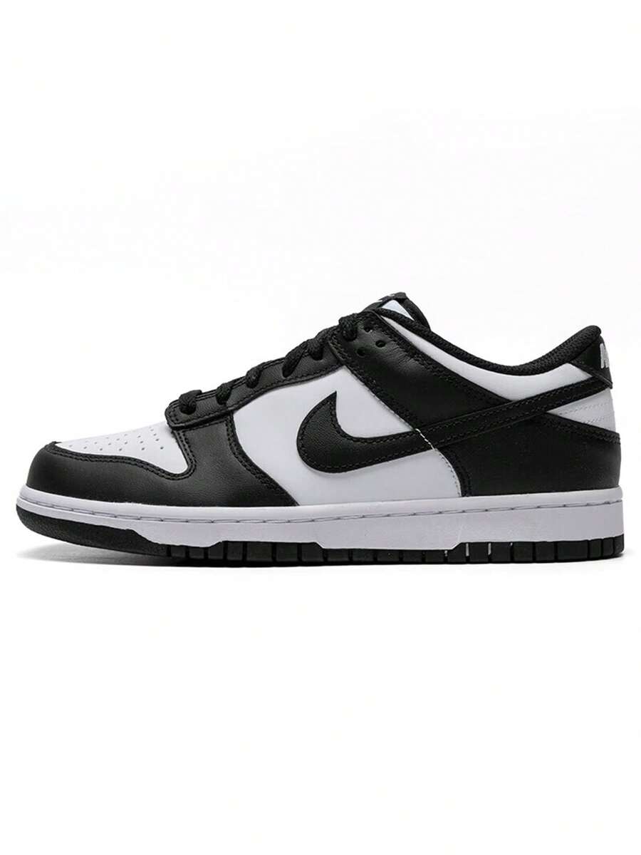 Kids' DUNK LOW Retro Color Block Casual Sneakers, Spring 2026 New Arrival, Low-Top Sports Shoes CW1590-100 - Black and White - View 1