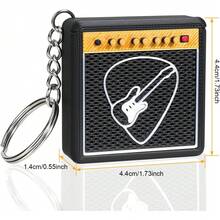 Guitar Picks Holder Box With Guitar Keychain, Amp Speaker Styled Pick Holder With 5 Celluloid Guitar Picks, Guitar Pick Storage Box Set Guitar Players And Music Enthusiasts - Hộp đựng que gảy đàn - 1 - Xem 3