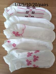 Ins Bubble Bow Tie Versatile White Socks - White - View 9