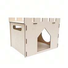 木制拼接兔屋，可拆卸DIY木制宠物城堡，室内仓鼠藏身处 - 彩色 - 查看 3