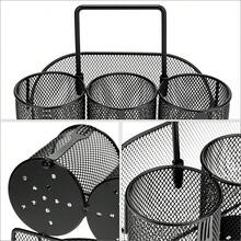 QWORK Soporte Para Cubiertos, Malla De Metal Negro Y Organizador De Acero Inoxidable Con 4 Compartimentos, Diseño De Mango Oculto, Ideal Para Cocina, Fiestas Y Eventos Al Aire Libre, 9.05 Pulgadas De - Multicolor - View 7