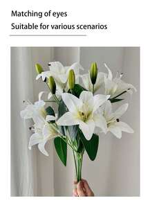 Artificial Lily Flower Decor, Living Room Decoration, Fake Flower, Wedding Floral Arrangement, Photography Prop - Multicolor - View 7