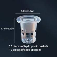 10 piezas Juego de cestas de cultivo hidropónico (incluye 10 cestas de cultivo + 10 esponjas para semillas) | Fijación de semillas, prevención de flotación, sistema de raíces visible transparente, accesorios para sistema hidropónico de invernadero de balcón, suministros de jardinería, decoración exterior, decoración del hogar - Multicolor - Ver 3