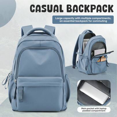 Backpack Purse Bookbag With Multi Compartments, Casual Men Black Backpack Travel Backpack Laptop Backpack Computer Bag Sports Pack Daypack Commuter Bag With Laptop Compartment For Men Boys Senior High School Student College Students, Perfect For Back To High School Middle School College Business Outdoor Hiking Travel Camping Sport, Gift For University Students Freshman Boyfriend Men Presents