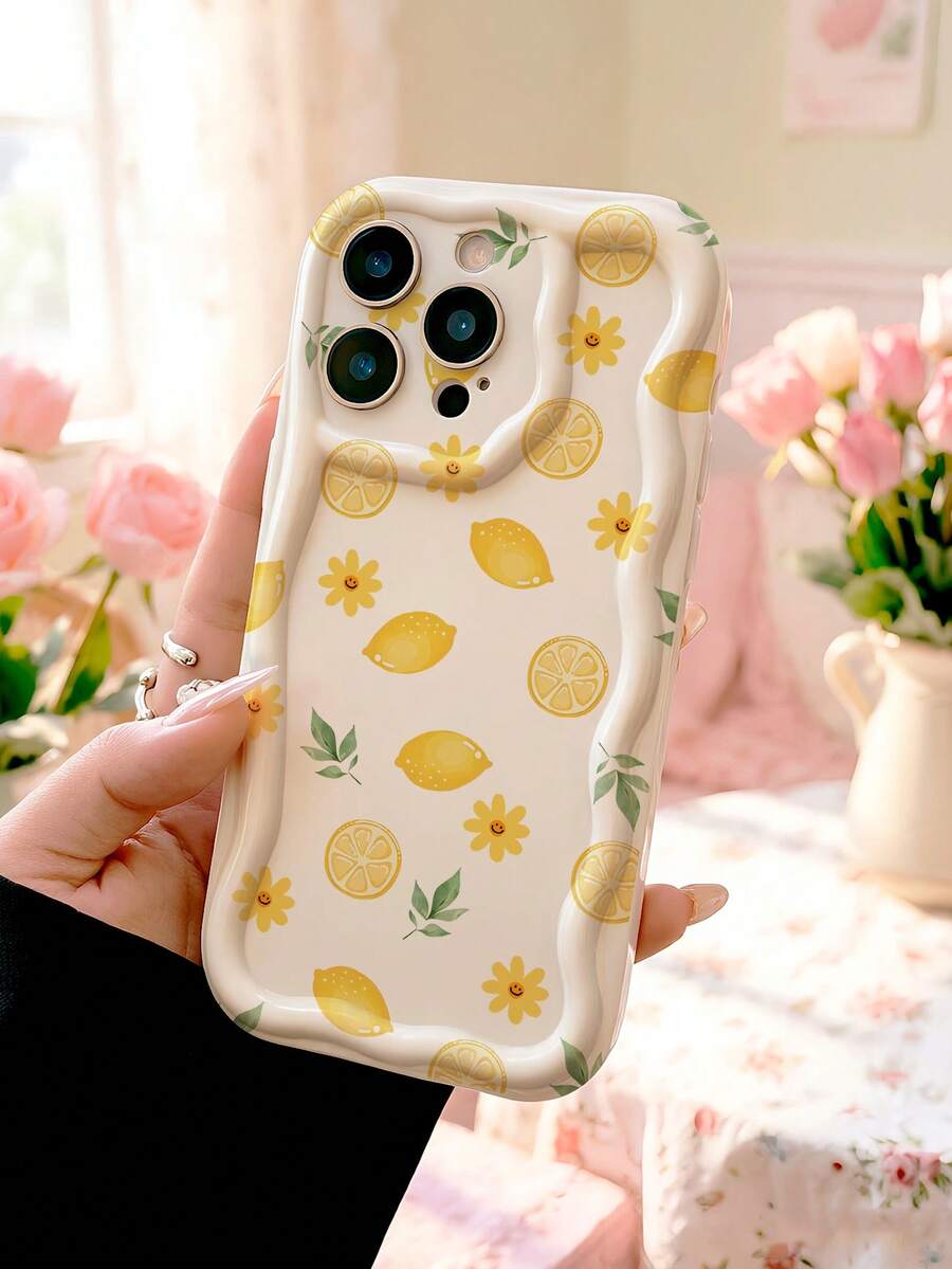 Funda de teléfono de limonada de verano - Diseño adorable de cítricos y flores - Ligera y resistente a golpes - Perfecta para amantes de la estética linda, bohemia y kawaii Compatible con iPhone y Compatible con Samsung Galaxy, versión internacional, no la versión nacional - Multicolor - Ver 1