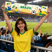 1PC Handheld Banner Designed Specifically For The 2026 World Cup In The Americas, This Is An Essential Accessory For Fans Looking To Cheer On Their Home Team. Serving As A Patriotic Prop To Boost The World Cup Atmosphere-And A Great Photo Prop To Boot-It Is The Perfect Item For Use On Match Days. Dimensions: 63 X 15 Cm (24.8 X 5.9 In). - One Size Fits All - View 8