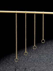 Pendientes chapados en oro de 14K, cadena colgante convertible para doble perforación, pendientes colgantes - Oro/plata - Ver 2