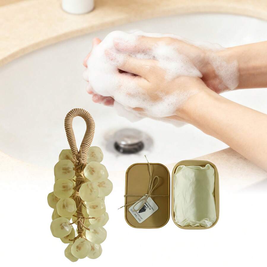 Grape Handmade Soap Facial Body Hand Gentle Cleaning Not Tight Brighten Moisturizing Skin Handcrafted Crystal Clear Long-Lasting Fragrance For All Skin Types Gift Box Style - Jasmine Gem Grape Soap - View 1