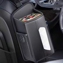 1pc Multi-Function Car Seat Side Storage Bag - Made Of PU Leather, With Tissue Dispenser, Net Pocket For Phone And Pen, Car Seat Side Tissue Holder, Car Hanging Bag, Multi-Purpose Tissue Box Storage Bag - View 13