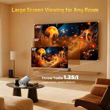 XBJ [2026 Upgrade]Mini Smart Projector Portable With WiFi & Bluetooth – 4K Android Home Theater Experience | Auto Keystone & Focus For Wireless Screen Mirroring & Gaming | Perfect For Outdoor Movie Night, Bedroom Cinema, Business Presentations | The Ultimate Proyector Cine En Casa For Holiday, Birthday & Housewarming Gifts (Projector With Bluetooth Built-In) - 查看 3