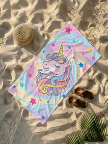 1 Peça Toalha de Praia Infantil com Unicórnio e Pentagrama, Cobertor de Praia Extra Grande de Microfibra Super Macia, Toalha de Banho Altamente Absorvente, Adequada para Viagem, Piscina, Mergulho, Surfe, Ioga, Camping, Disponível em Vários Tamanhos, Acessórios de Praia - Multicolorido - Visão 10
