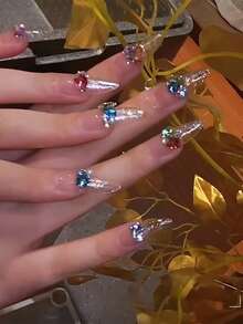 20/40pcs Campuran Permen Soda Ujung Lancip Rhinestone Warna-warni, Berlian Gula Es Berbentuk Hati Kristal, Dekorasi Seni Kuku, Hiasan Kuku - MultiWarna - View 6