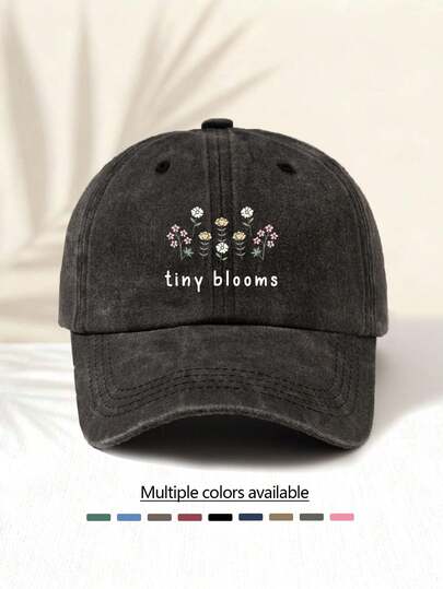 1pc Washed Baseball Cap With "Tiny Blooms" Pattern Print, Best Mother's Day Gift, Versatile Casual Fashionable, High-Aesthetic Year-Round Decorative Essential Fashion Item