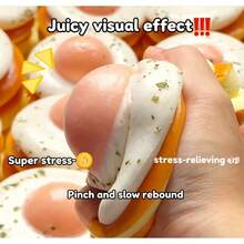 1pc Squeeze Fried Egg Toast Squishy Toy - Stress Relief Squeeze Toy - Cake - Realistic Food Model - Squeeze Bread - Stress Relief Toy - Slow Rebound - Birthday Gift - Perfect Gift - Gift - Collection Display - Multicolor - View 3