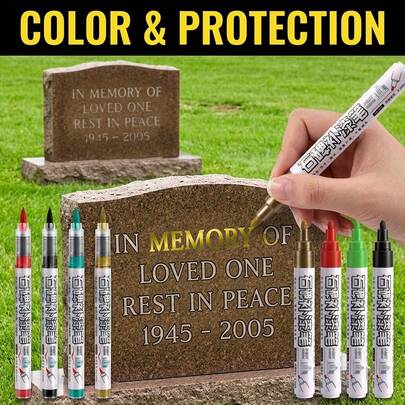 1pc Stone Monument Restoration Touch Pen, Stele Marking Pen, Gold/Red/Green/Black Marker Pen, Quick Drying & Fade Resistant