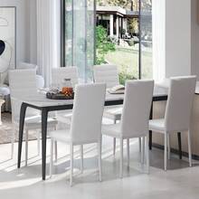 6 Pcs PU Leather Dining Chairs High Back Upholstered Kitchen Chairs With Metal Legs Water-Resistant For Home Restaurant - 白色 - 查看 4