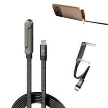 2-in-1 Invisible Stand Charging Cable Multi Charger Cord with Type C Multi-Angle Adjustable Stand 240W Fast Charging Cable 5 FT for Smartphones Tablets Laptops and Gaming Devices - Ver 2