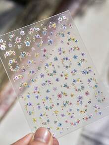 1pc Colorful Flower Wreath Decor, Wild Flower Nail Stickers, 3D Embossed Floral Nail Art Stickers, Japanese 3D Nail Decoration Accessories - Multicolor - View 3