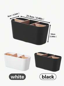 1pc Multi-Compartment Makeup Brush Holder, Lipstick & Cosmetics Organizer Box, Minimalist Vanity Desktop Storage Rack, Makeup Brush Cup - 5 Grids - View 10