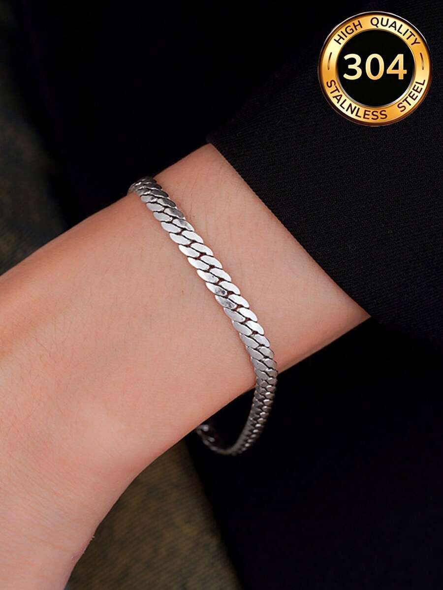 1 chiếc vòng tay mắt xích 5mm, vòng tay nam dệt thủ công tối giản và thanh lịch với khóa Vajra. - màu thép - Xem 1