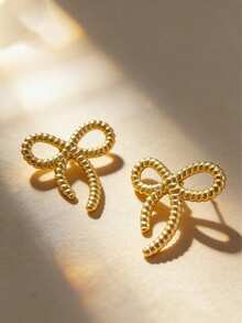 Ein vintage und luxuriöser französischer Stil mädchenhafter Schmetterling-förmiger Ohrstecker, geeignet für den täglichen Weg zur Arbeit, Einkaufen, einen gemütlichen Nachmittags-Tee mit Freunden oder eine retro-thematische Kunstausstellung. - Gold - Übersicht 3