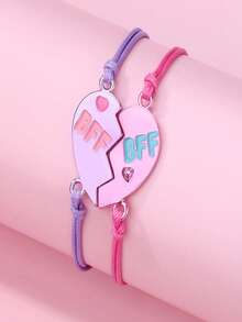 Set de bracelets coréens de style minimaliste rétro polyvalent et décontracté avec lettres d'amitié et couleurs contrastées (sans carte) - Multicolore - Voir 3