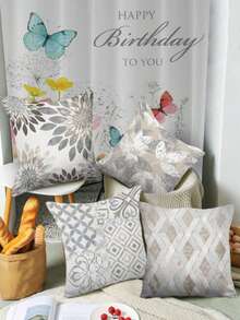 4Pcs Boho Style Decorative Throw Pillow Covers Set In White And Grey - High-End Linen Cushion Cases For Sofa, Bed, Car, And Home Decor - No Insert Included - Bohemia - View 4