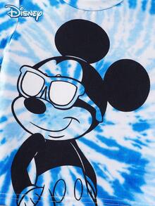 Disney Summer Baby Boy Mickey Mouse Tie-Dye Print Short Sleeve Pajama Set, Soft Knit Elastic Waist Shorts & Tee Loungewear - Blue - View 5
