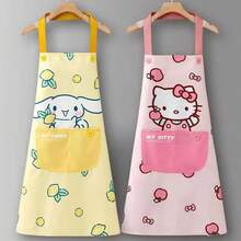 SANRIO Tạp dề chống thấm nước dễ thương, tạp dề nhà bếp hoạt hình có túi, tạp dề nấu ăn thời trang dùng tại nhà. - A - Xem 1