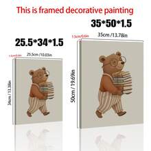 Una impresión artística en lienzo, disponible en versiones enmarcadas y sin enmarcar; arte de pared para guardería con un oso; arte de guardería con temática animal; un diseño de oso leyendo; decoración de guardería de género neutro; diseños lindos para niños pequeños; estética de decoración de habitación; pósteres de habitación; decoración del hogar; decoración de la sala de estar; decoración divertida para la habitación de los niños - Multicolor - Ver 5