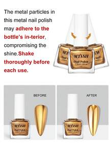 Mtssii 7.5毫升镜面效果金属指甲油，金银紫蓝金属美甲艺术指甲油，无需烘烤，DIY，自然速干，超亮泽效果，美甲用品，持久易涂抹 - 彩色 - 查看 9
