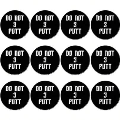  FINGER TEN Golf Ball Markers Value 12 Pack, Ball Markers With Stylish White Just Or Black 3 Putt Patterns For Golf Divot Tools And Hats, Ideal Accessories For Golfers