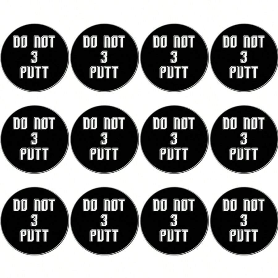 FINGER TEN 12pcs Golf Ball Marker Set, Durable Fashionable White Or Black 3-Putter Pattern Golf Ball Markers, Suitable For Golf Clubs And Hats, Ideal Accessory For Golfers