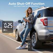 SUITU Tire Inflator Portable Air Compressor - Features A Digital Pressure Gauge; The Upgraded Model Includes A Carrying Case And A Power Bank Function (Upgraded Model Only) For Cars, Motorcycles, Bicycles, And Sports Balls7.4V/DC12V 2000MAH - Wireless Model - View 3