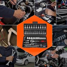 A Professional Automotive Repair Toolbox With 46 Pieces: Portable, And Easy-To-Use Ratchet Wrench Set - Suitable For Automotive, Marine, Motorcycle Repairs, Home Industrial Maintenance - Includes Carrying Case. - A - View 2