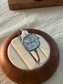 1 件女士椭圆形石英表，金色，优雅时尚，适合日常佩戴、生日/毕业礼物、休闲聚会和派对。 - 銀色 - 查看 2