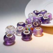 50 hạt cườm lỗ lớn màu tím và xanh dương ngẫu nhiên để tự làm vòng tay. - Nhiều màu - Xem 4