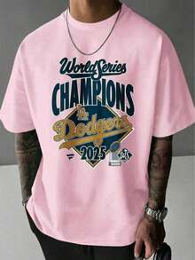 World Series Champions La Dodgers | Men's T Shirts |   Graphic T Shirts |   100 Cotton Shirts |   Super Soft | Mens Gifts |   Christmas Outfit Men | Summer Clothes | - 粉色 - 查看 6