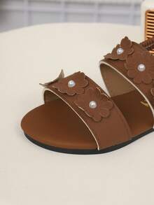 Children's Fashionable Summer Flat Sandals, One-Piece Sandals, New Stylish Elegant Minimalist - Brown - View 8