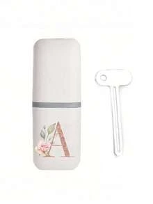 1pc Rose Gold Alphabet A-Z Portable Toothbrush Holder, Keeps Your Toothbrush Clean And Convenient To Carry! Travel Toothbrush Rack, Portable Toothbrush Cup Lid, Suitable For Travel, Camping, Business Trip And School, Multi-Function Toothbrush Cup, Travel Wash Cup, Toothbrush And Toiletry Storage Set, Minimalist Toiletry Storage Box, Travel Essential, Bathroom Accessory, Home Goods And Storage (White) - White - View 48