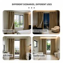 Double-Layer Curtain With Cloth And Sheer Fabric, Modern Minimalist Blackout Curtain, Suitable For Living Room, Bedroom, Balcony, Bay Window Decoration And Partition - Brown - View 4