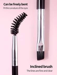 3Pcs Double-Ended Brow & Lash Brush Set, Professional Soft Fiber Makeup Tools, Portable Travel Eyebrow & Eyelash Brush Kit - Black - View 7