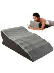1pc Slanted Pillow, Slow Rebound Wedge Pillow, Multifunctional Ergonomic Bed Wedge Pillow, Can Be Raised And Tilted, Washable Cover, Suitable For Sleeping, Reading, Post-Surgery Recovery, Using Smartphone In Bed, Snoring Relief And Daily Relaxation - White - View 3