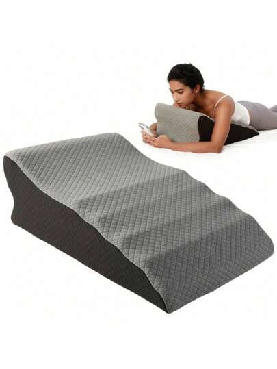 1个斜角枕，慢回弹楔形枕，多功能人体工学床楔形枕，可抬高倾斜，枕套可拆洗，适用于睡眠、阅读、术后恢复、床上使用智能手机、缓解打鼾和日常放松。