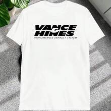 [New Products Arrive With Great Power]VANCE HINES Printed Fashion Man T-SHIRT Inspired Motorcycle Racing Exhaust Systems Male T Shirt Casual Loose Harajuku Soft TeeUnisex T-Shirts For Summer Outings - 黑色 - 查看 3