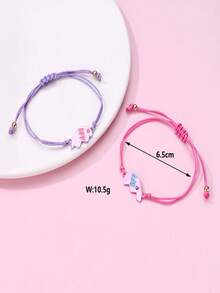 Set de bracelets coréens de style minimaliste rétro polyvalent et décontracté avec lettres d'amitié et couleurs contrastées (sans carte) - Multicolore - Voir 5