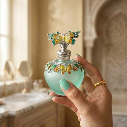 40ml Exquisite Vintage-Style Butterfly Enamel Bottle, Mini Refillable Container, Portable For Travel Or Holidays, Personal Care, Perfume And Essential Oil Decanter, Home Decor, Ideal Gift For Girls (Does Not Contain Perfume; Empty Bottle Only)