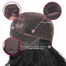 Parrucca sintetica con frontalino in pizzo 13*4 per donne, stile riccio naturale nero, linea del capelli realistica, pre-rifilata, senza colla per uso quotidiano - Multicolore - Visualizzare 7